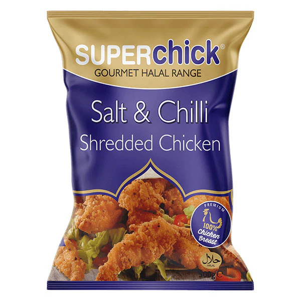 SuperChick Salt and Chilli Shredded Chicken 500g