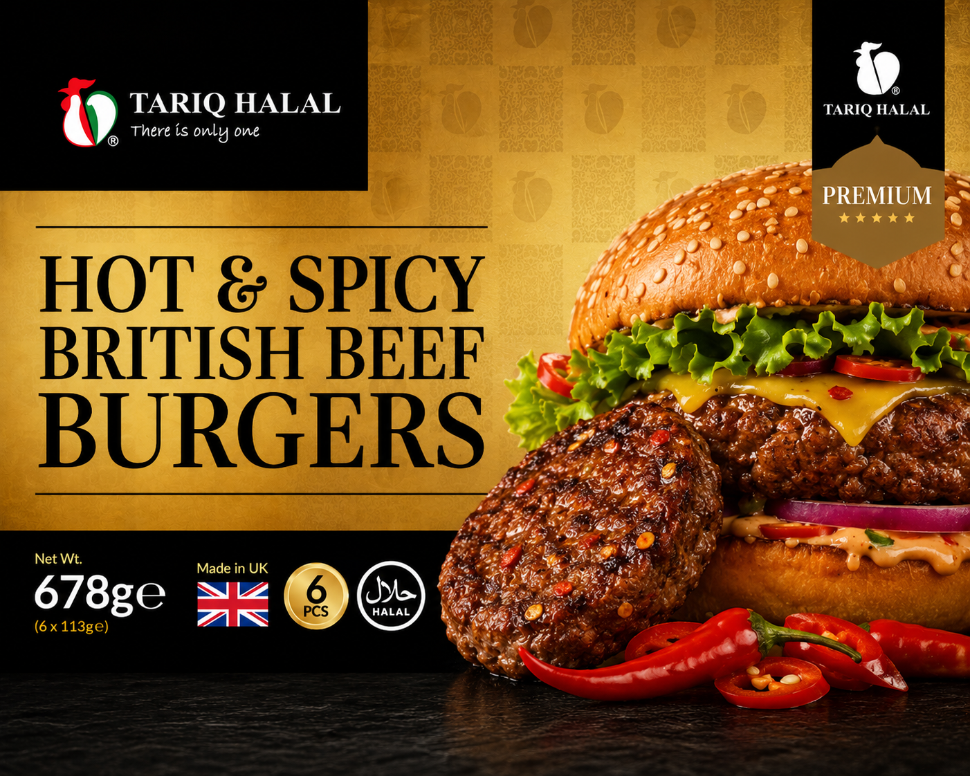 Tariq Halal Hot & Spicy British Beef Burgers 678g